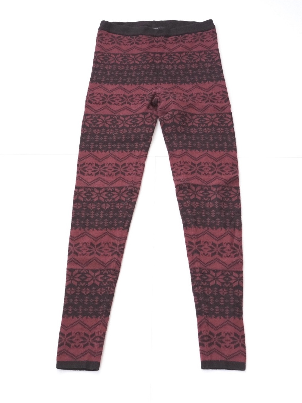 Forever 21 Maroon Snowflake Design Knit Leggings - Size S Small